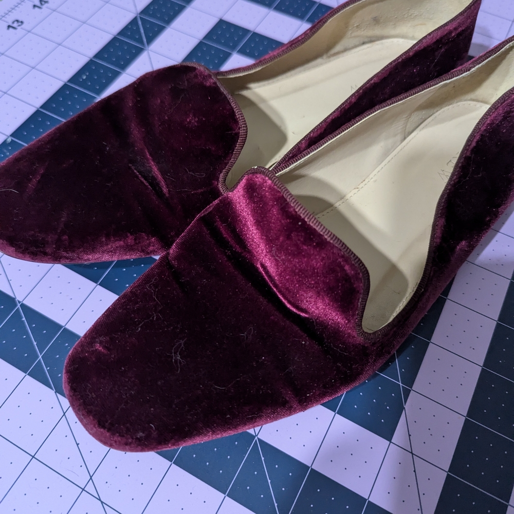 J.Crew Velvet Loafers in Burgundy - Picture 2 of 3